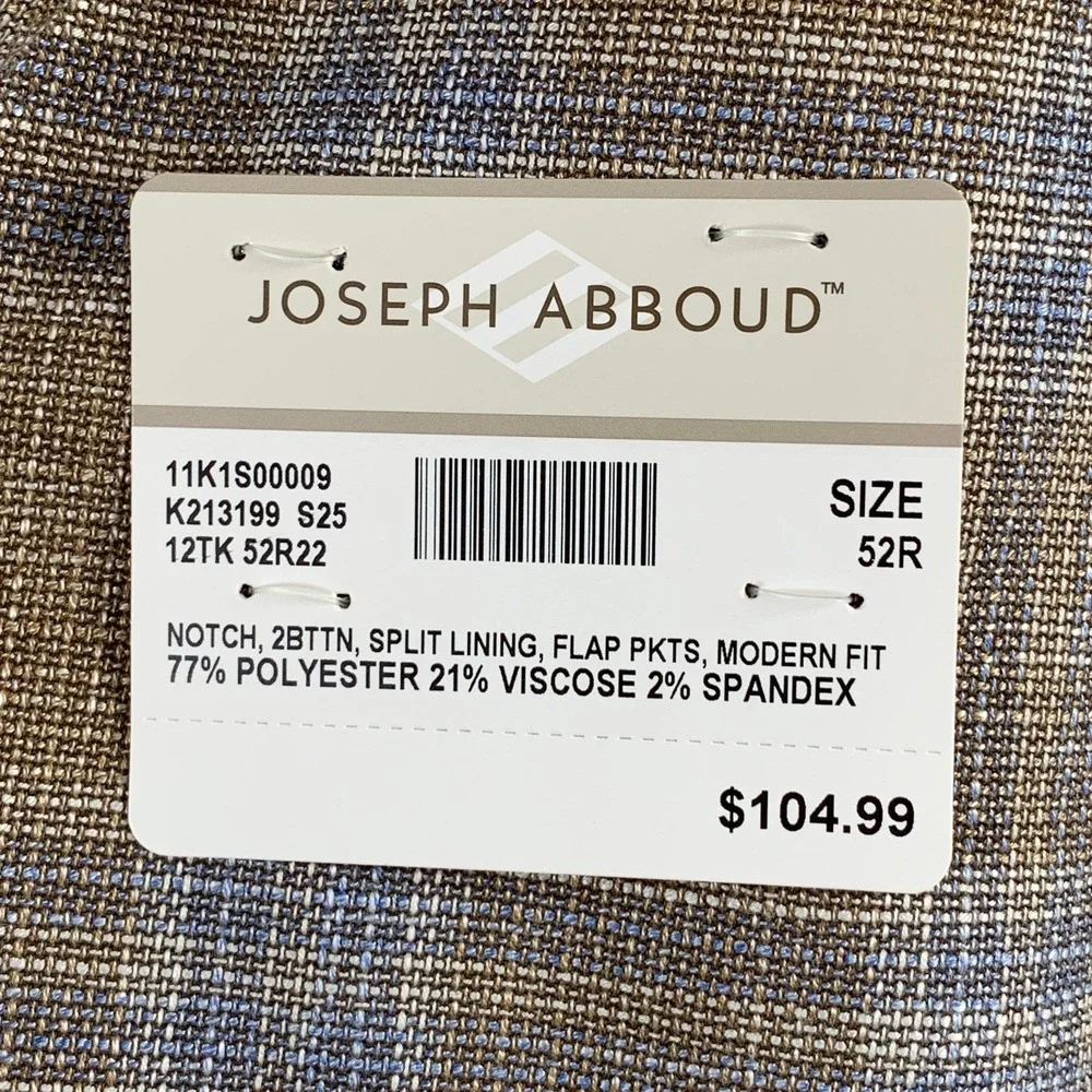 Joseph Abboud Blazer Jacket Men 52R Brown Glen Plaid Sport Coat NEW